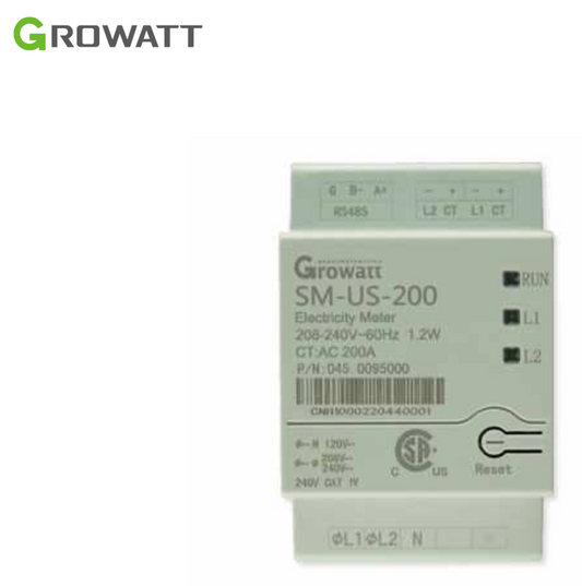 Smart Meter Growatt SM-US 200A – Medidor Inteligente Monofásico/Trifásico para Sistemas Solares Modernos