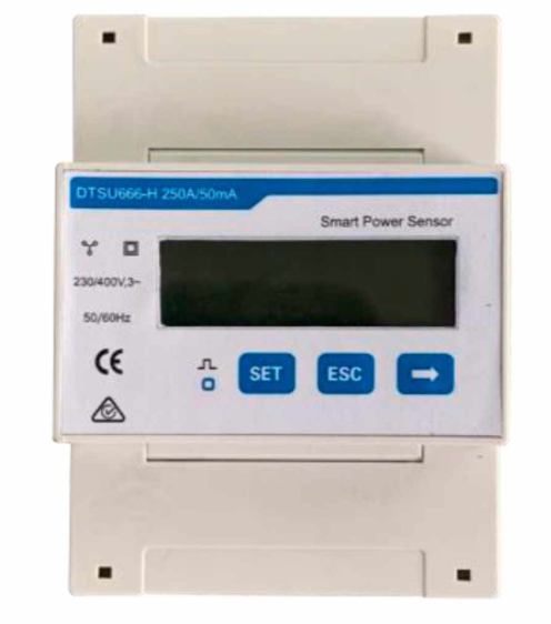 Medidor de Energía Inteligente Hoymiles HWI-SmartPS250A-T0 (DTSU666-H) | Monitoreo Trifásico 250 A para Sistemas Solares