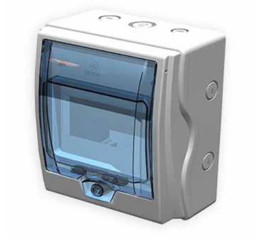 Caja Estanca de Protección IP65 OMN-CAJA-IP65-6 | Envolvente 6 Módulos para Breakers Solares y Protecciones DC